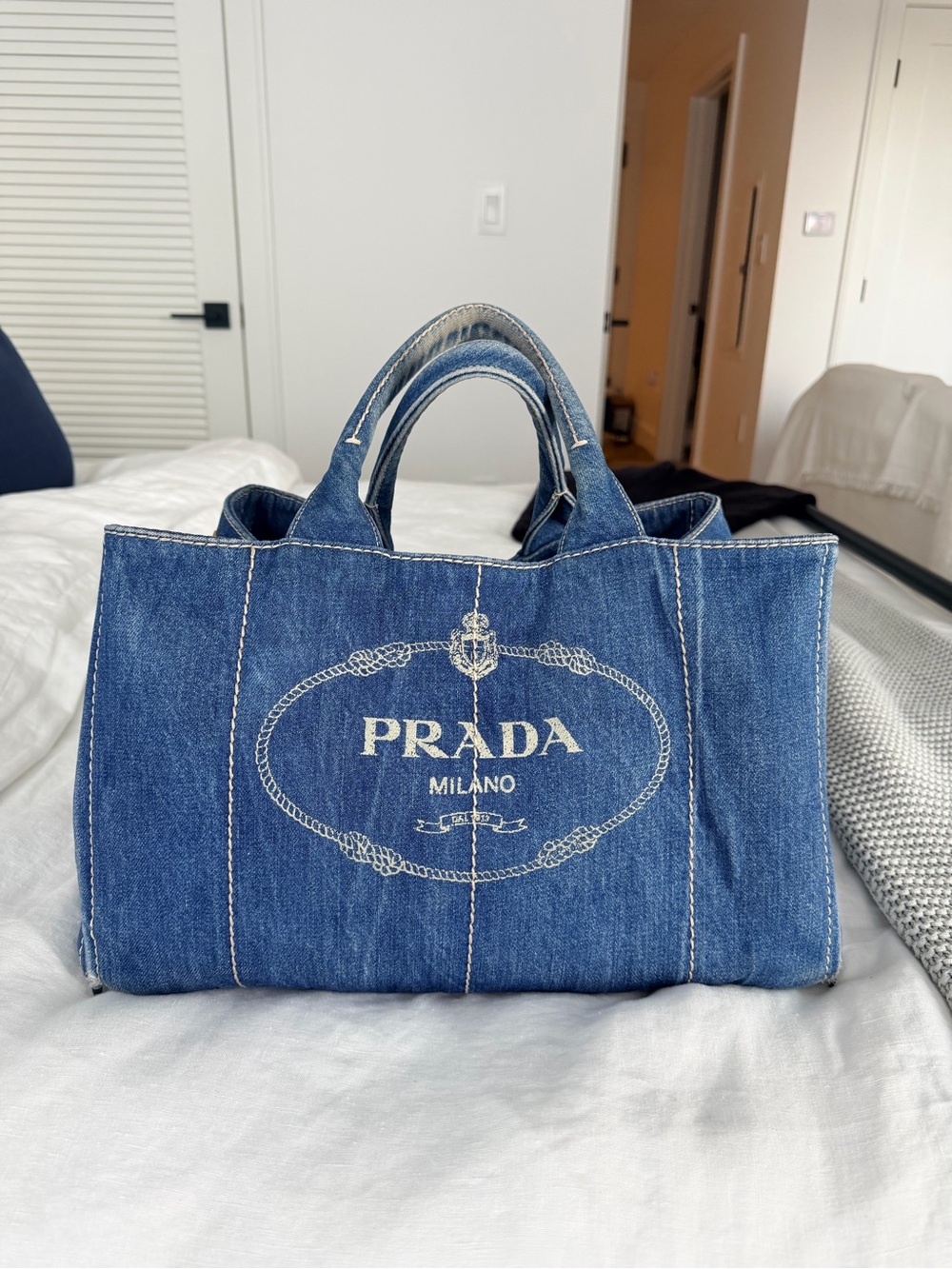 Authentic Prada Denim Tote Bag